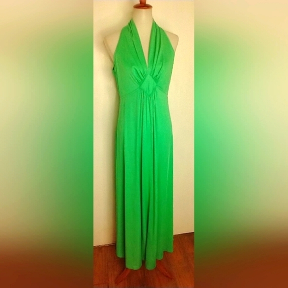 GREEN SHERBET POLY MAXI GOWN - Picture 1 of 7